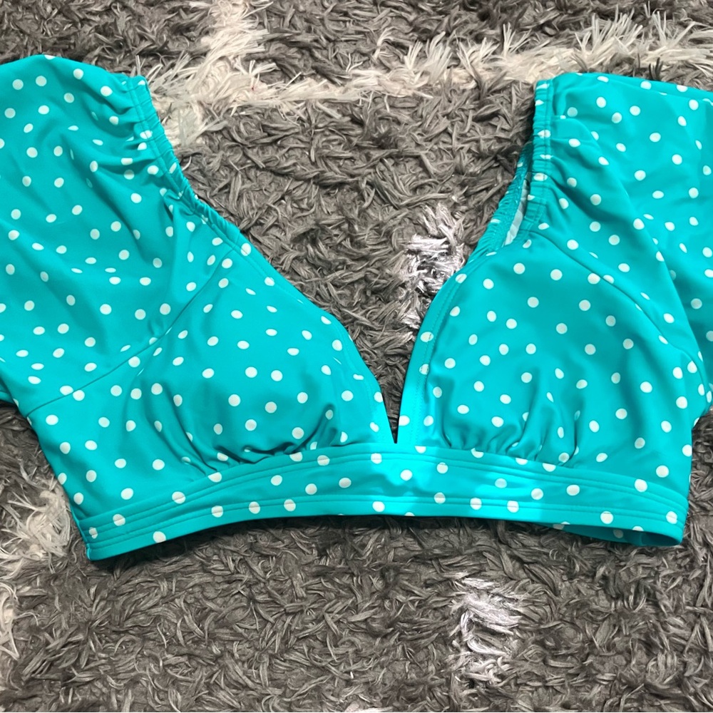 Teal Polka Dot Bikini Top